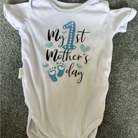 One Pieces | Babys First Mothers Day Onesie White And Blue | Poshmark